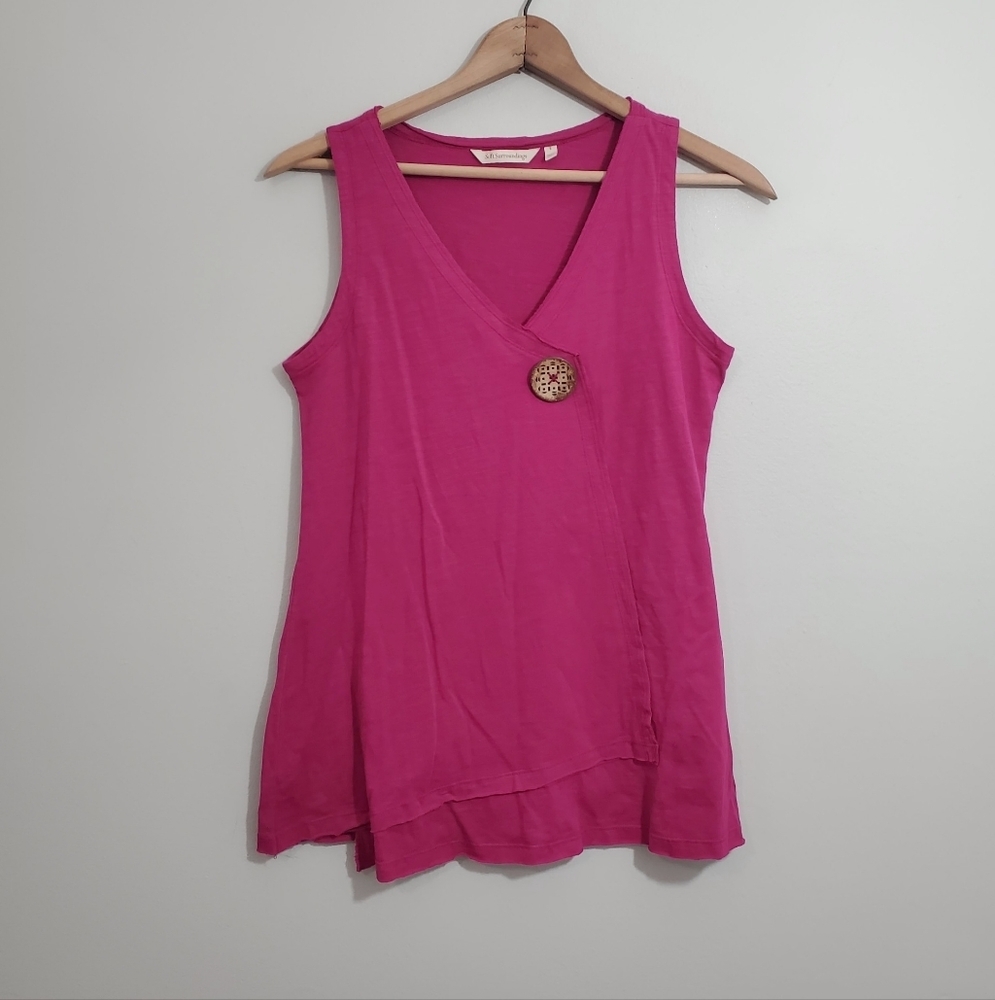 Soft Surroundings Dark Hot Pink Raw Seam Tank Top